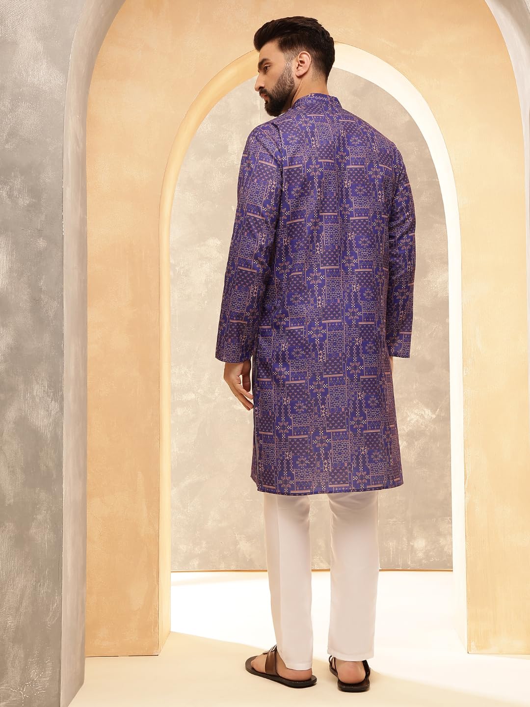 Royal Ethnic | Men's Silk Blend South Indian Shirt | Half Sleeves | Traditional Fit | Festive, Wedding & Casual Wear - Royal Ethnic