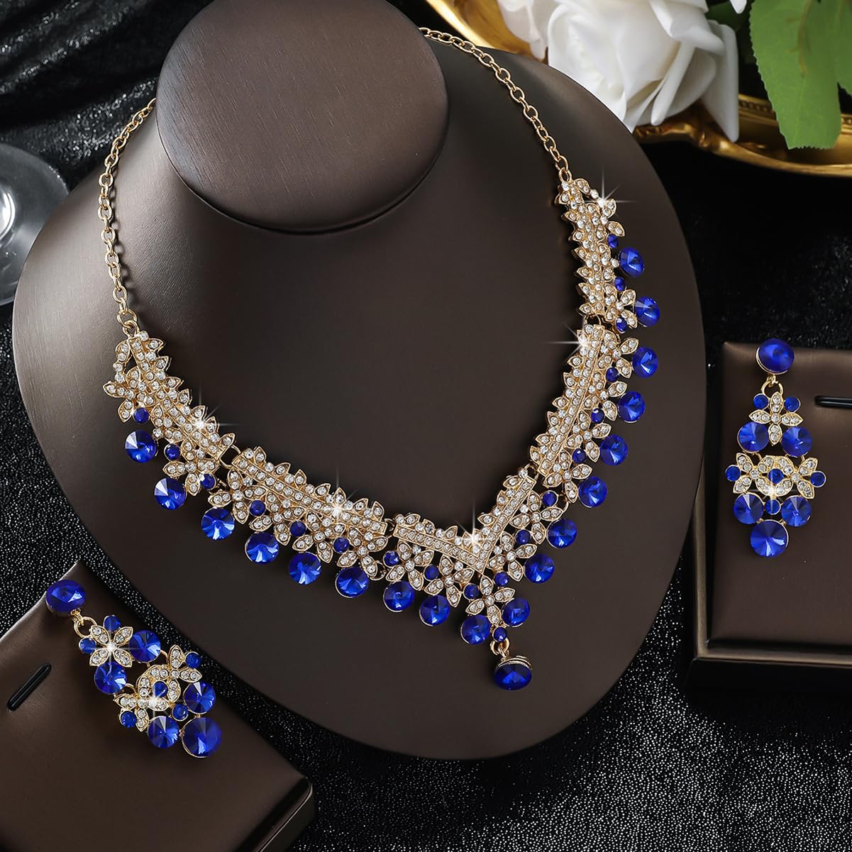 Royal Ethnic | Women's Crystal Diamond Necklace Set | Stylish Wedding Jewellery | Silver Plated | Party Wear | Elegant - Royal Ethnic