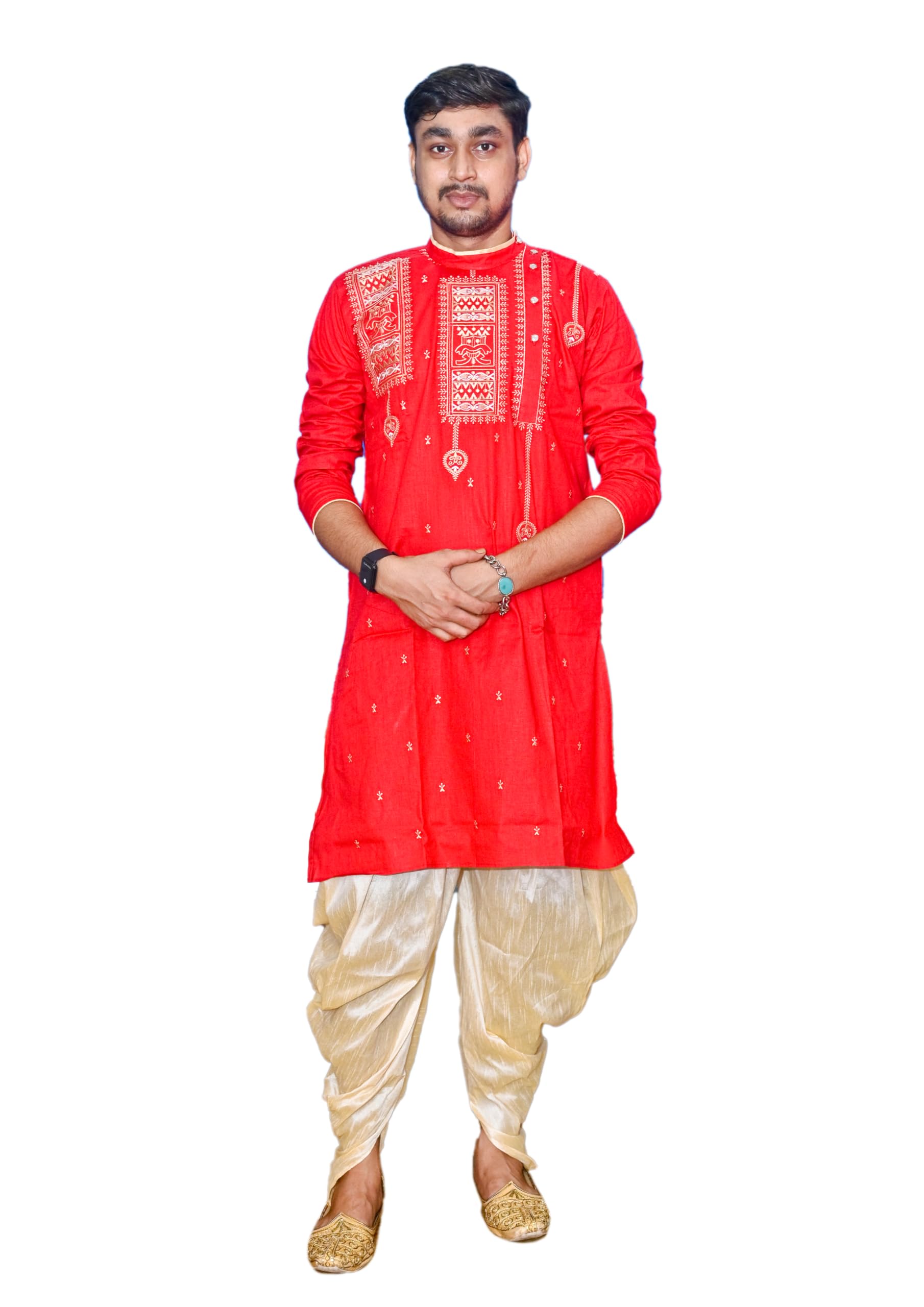Royal Ethnic | Men's Traditional Panjabi Kurta | Full Sleeve | Embroidered Cotton | Festive & Casual Indian Wear | Comfort Fit - Royal Ethnic
