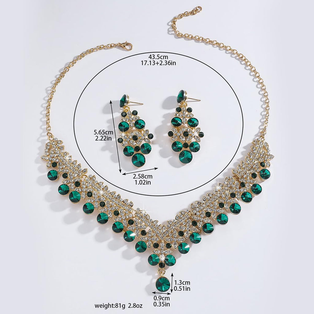 Royal Ethnic | Women's Crystal Diamond Necklace Set | Stylish Wedding Jewellery | Silver Plated | Party Wear | Elegant - Royal Ethnic