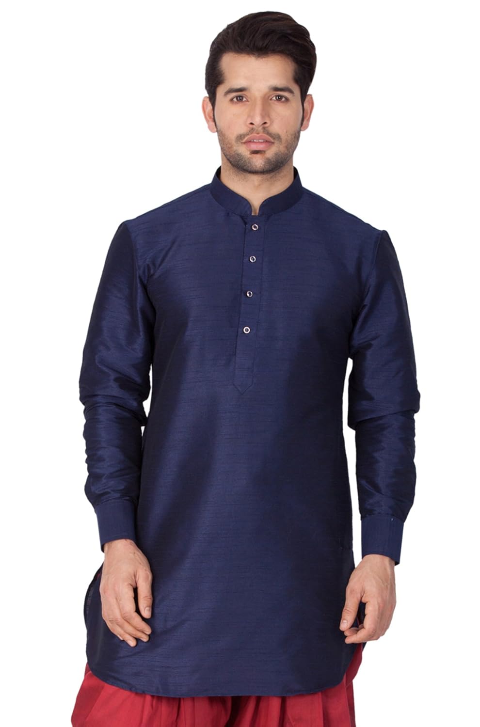 Vastramay Men's Silk Blend South Indian Ethnic Shirt – Traditional Half-Sleeve Shirt for Festive, Wedding & Casual Wear