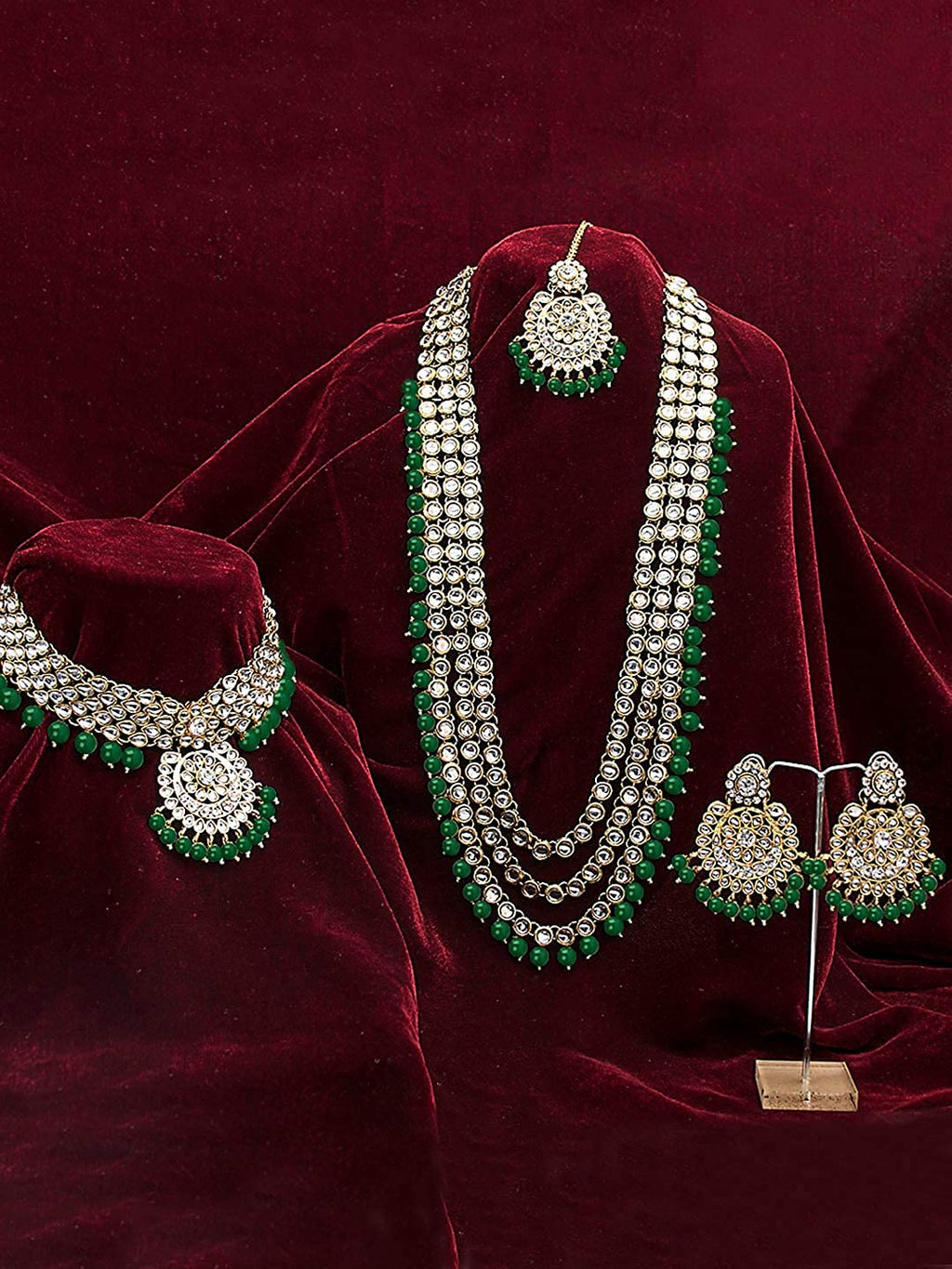 Royal Ethnic Traditional 18K Gold Plated Kundan & Pearl Studded Bridal Choker Necklace Set with Earrings & Maang Tikka - Royal Ethnic