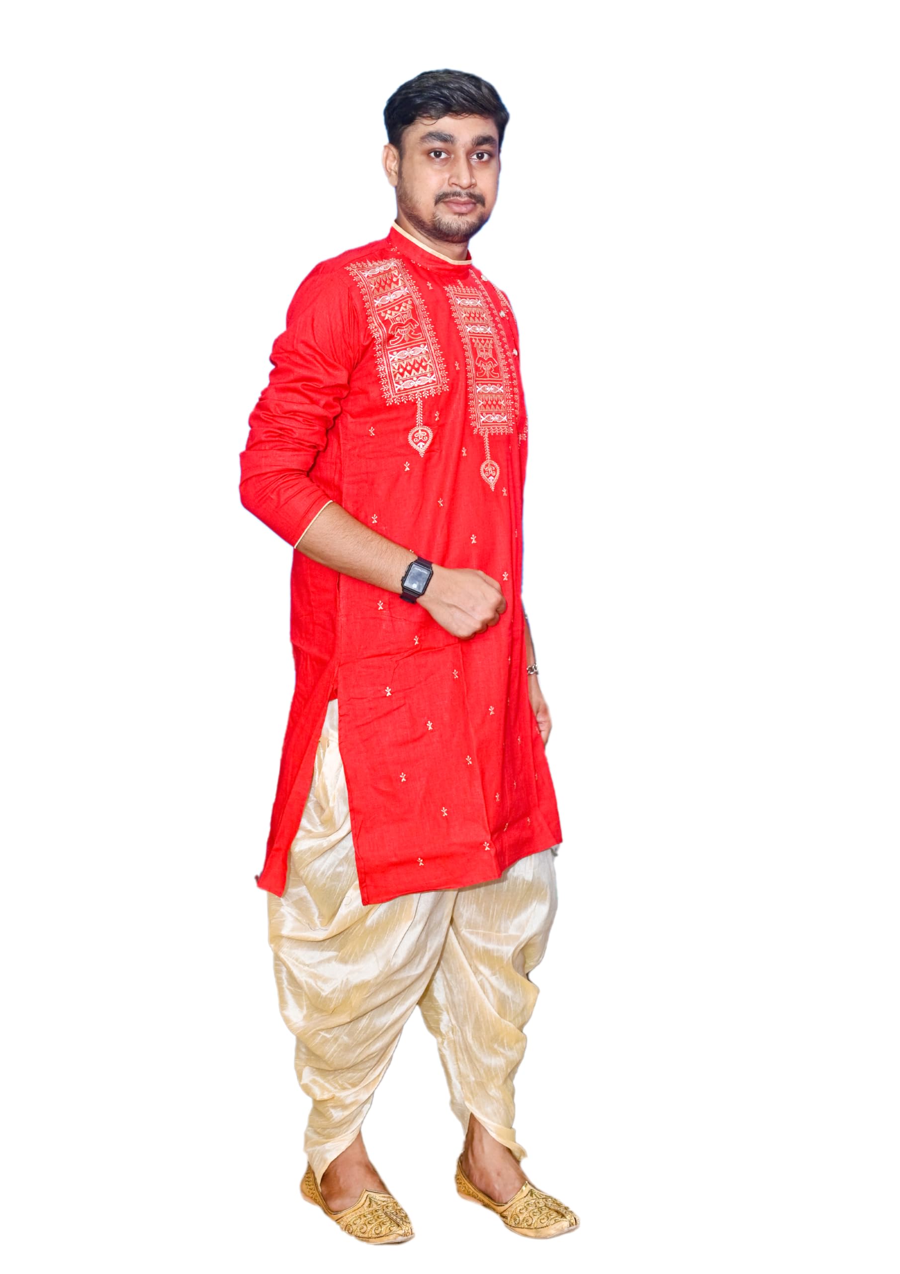 Royal Ethnic | Men's Traditional Panjabi Kurta | Full Sleeve | Embroidered Cotton | Festive & Casual Indian Wear | Comfort Fit - Royal Ethnic