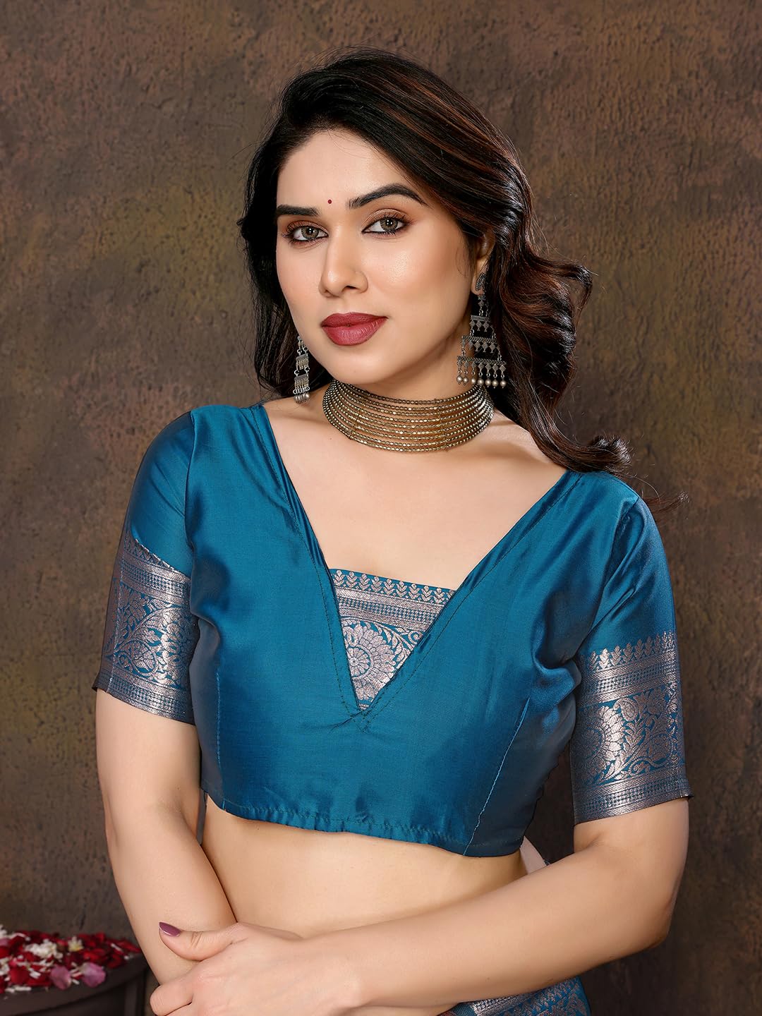 Royal Ethnic | Women's Banarasi Kanjivaram Cotton Silk Saree | 5.5m Saree + 0.8m Blouse | Traditional | Festive Elegance - Royal Ethnic