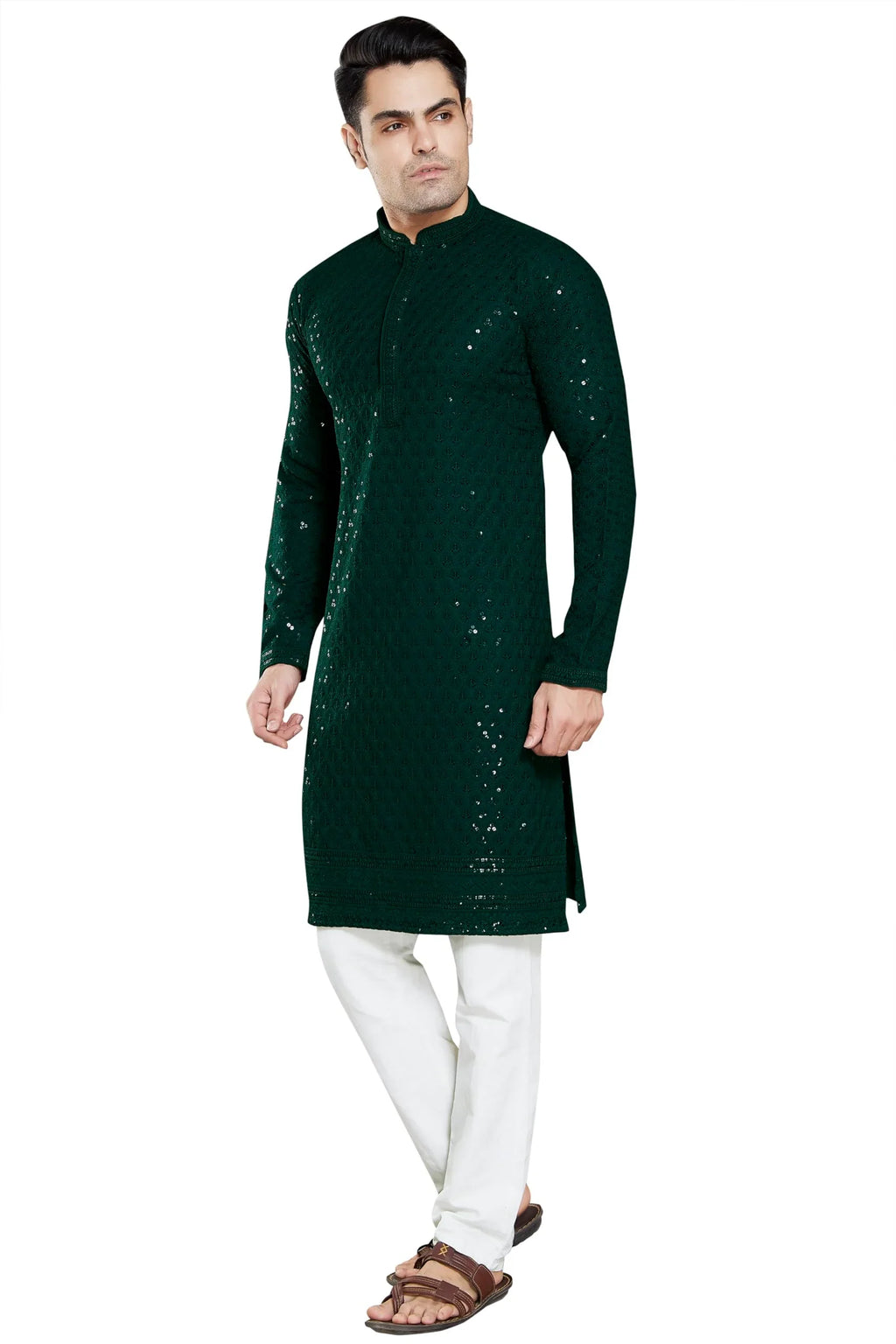 Royal Ethnic Men's Stylish Embroidered Cotton Kurta Pyjama Set | Exclusive Elegant Party Wear Outfit - Royal Ethnic