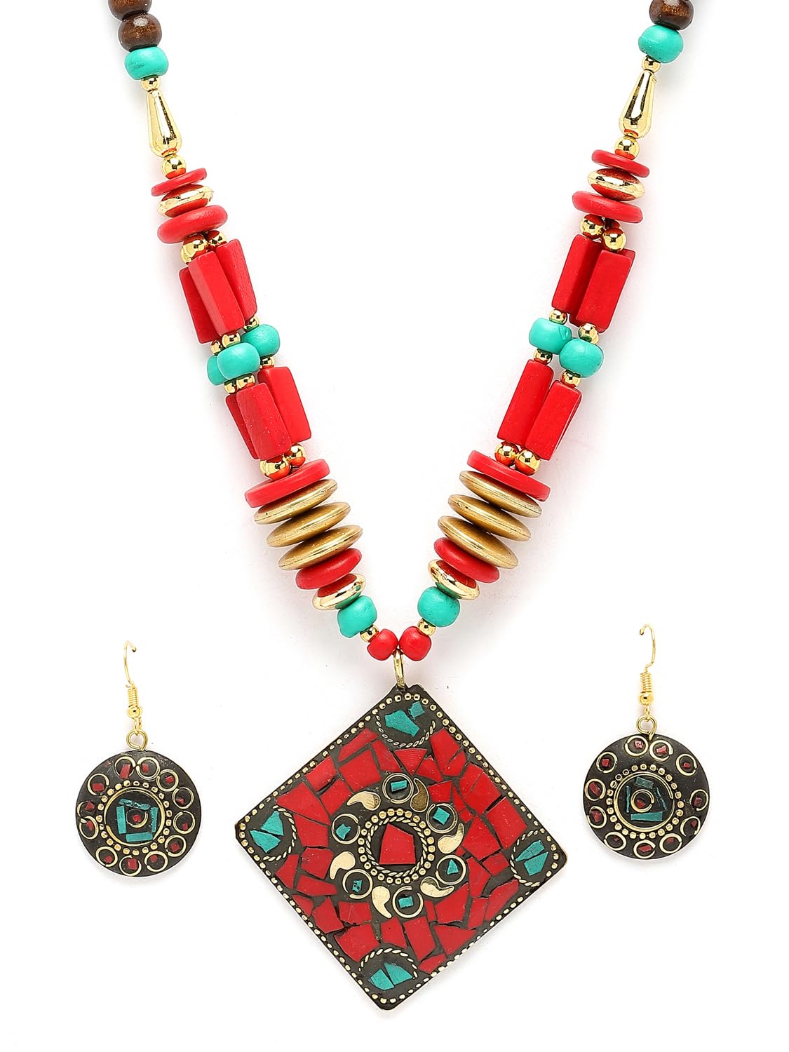 Royal Ethnic | Women's Tibetan Pendant Necklace Set | Traditional Oxidised Finish | Stylish Ethnic Jewellery | Festive - Royal Ethnic