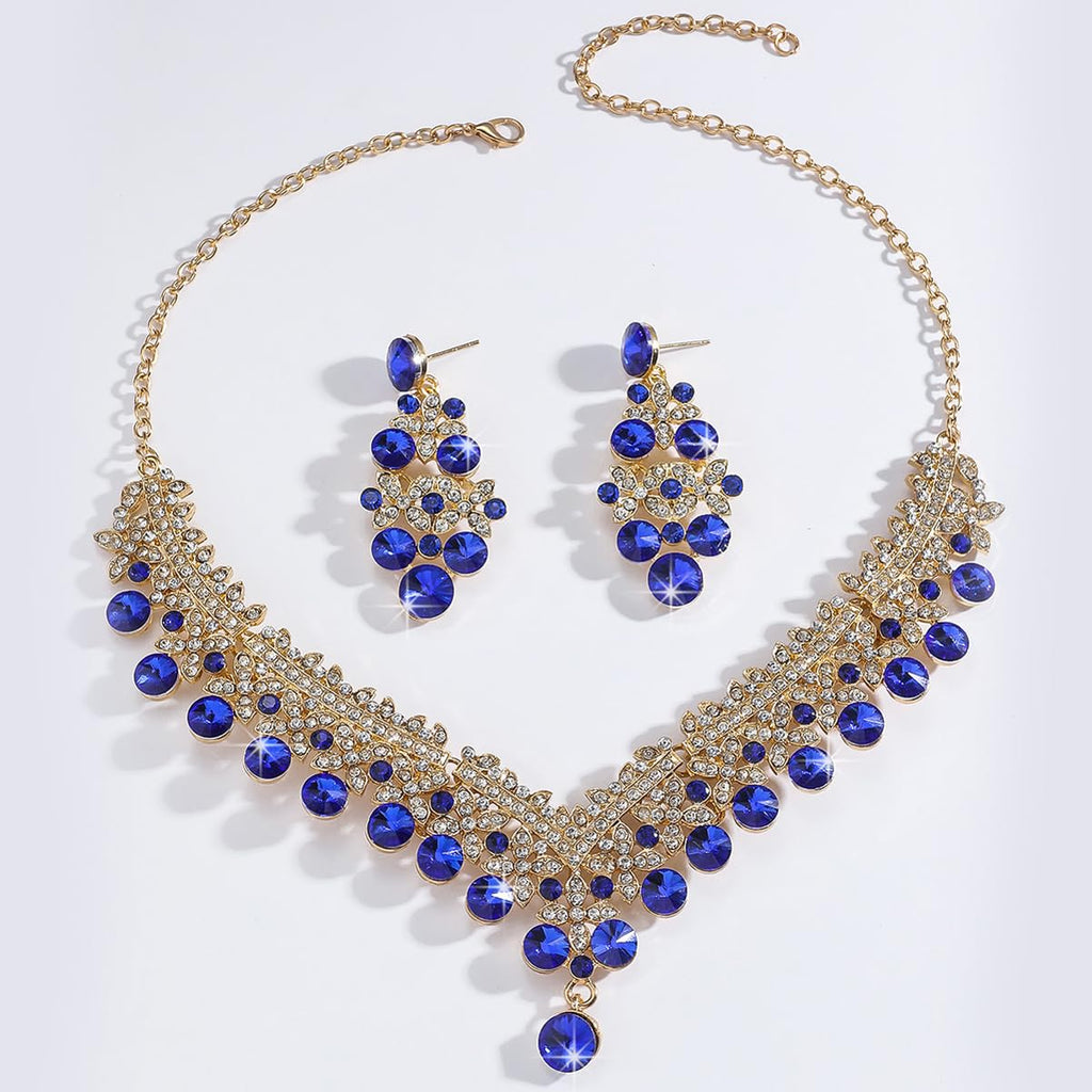 Royal Ethnic | Women's Crystal Diamond Necklace Set | Stylish Wedding Jewellery | Silver Plated | Party Wear | Elegant - Royal Ethnic