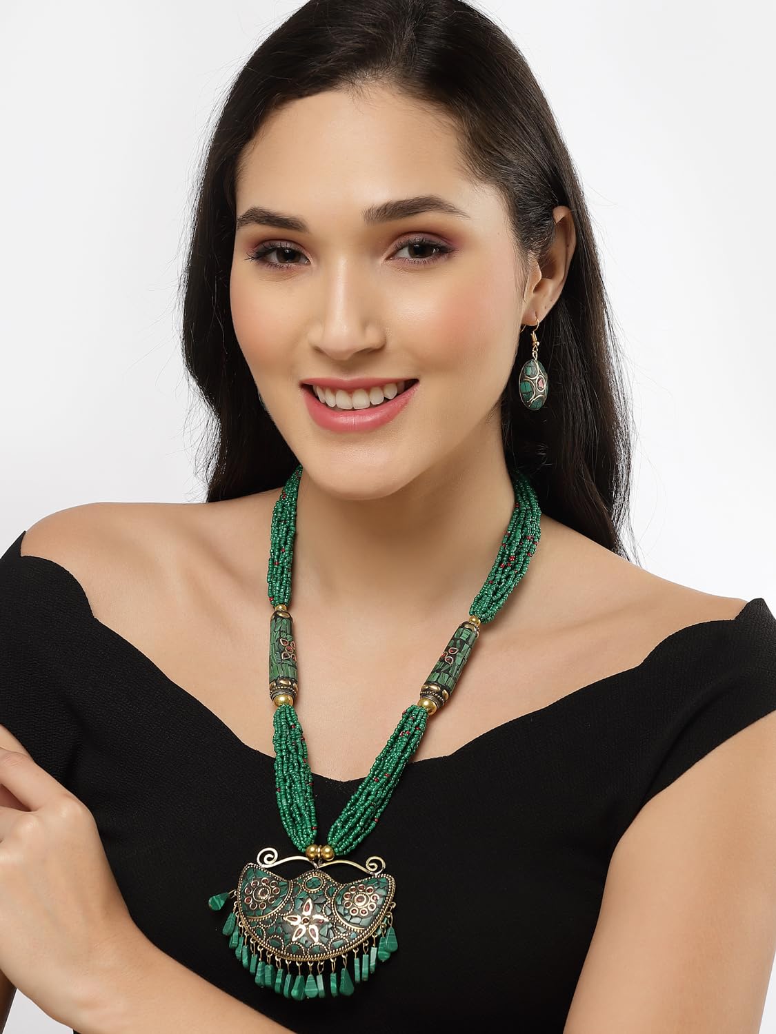 Royal Ethnic | Women's Tibetan Pendant Necklace Set | Traditional Oxidised Finish | Stylish Ethnic Jewellery | Festive - Royal Ethnic