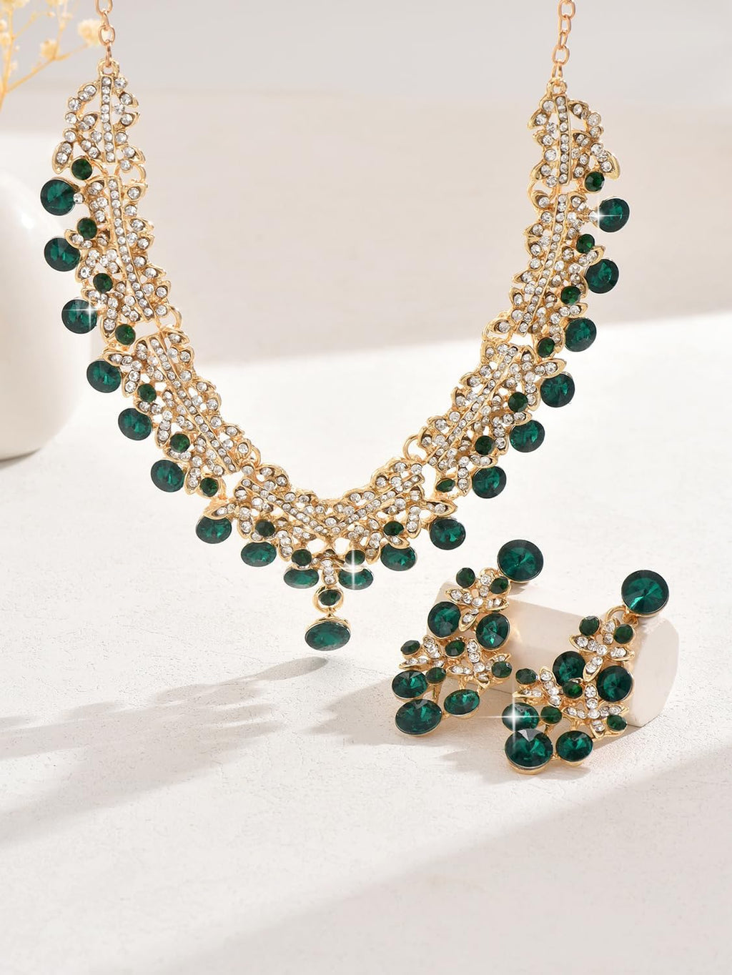 Royal Ethnic | Women's Crystal Diamond Necklace Set | Stylish Wedding Jewellery | Silver Plated | Party Wear | Elegant - Royal Ethnic