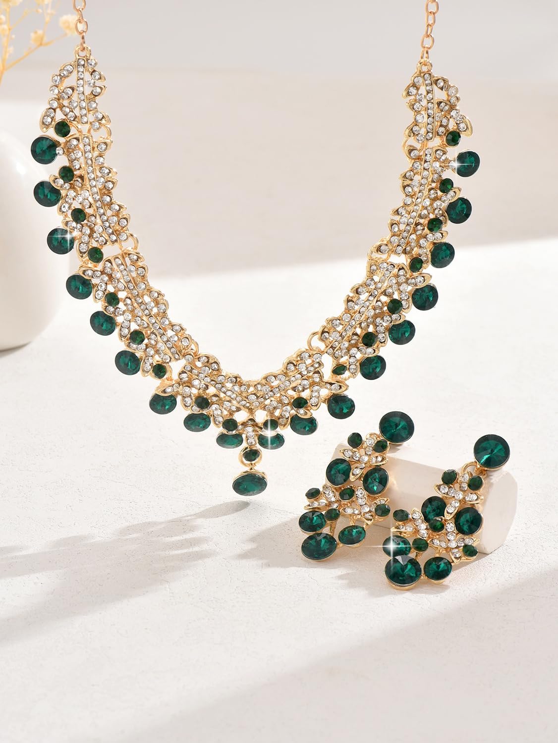 Royal Ethnic | Women's Crystal Diamond Necklace Set | Stylish Wedding Jewellery | Silver Plated | Party Wear | Elegant - Royal Ethnic