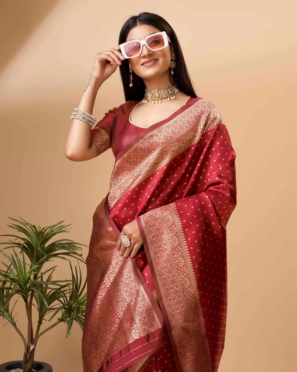 Royal Ethnic Womens Banarasi Pure Kanjivaram Silk Saree Soft 2025 Design Pattu Saree Latest Cotton Party Wear with Blouse Piece - Royal Ethnic