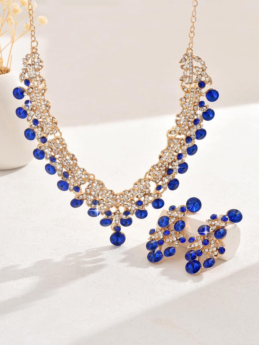 Royal Ethnic | Women's Crystal Diamond Necklace Set | Stylish Wedding Jewellery | Silver Plated | Party Wear | Elegant - Royal Ethnic