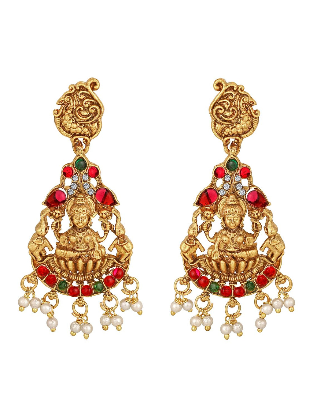 Royal Ethnic | Women's Pearl Choker Temple Necklace Set | 22k Gold Plated | Traditional Festive Wear | Wedding Style - Royal Ethnic