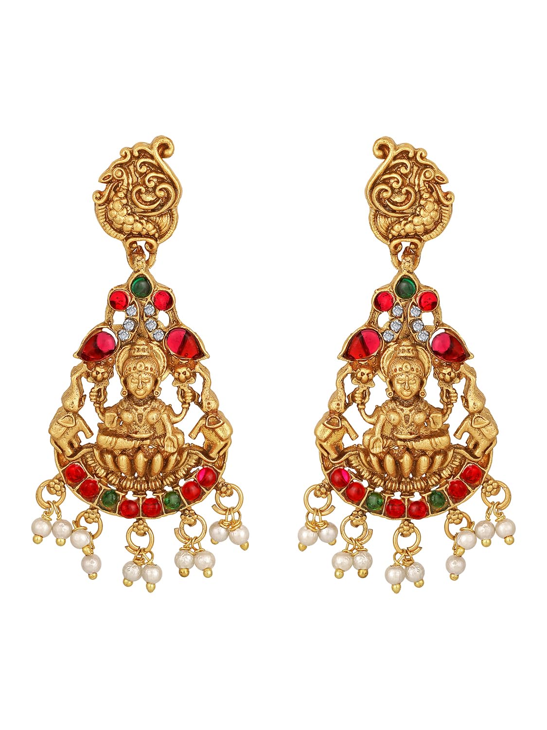 Royal Ethnic | Women's Pearl Choker Temple Necklace Set | 22k Gold Plated | Traditional Festive Wear | Wedding Style - Royal Ethnic