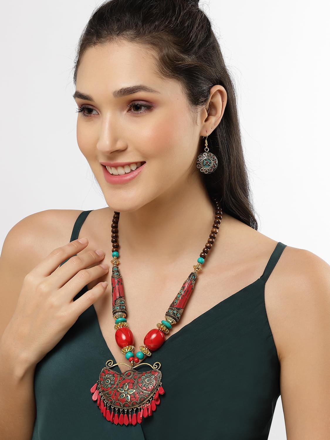 Royal Ethnic | Women's Tibetan Pendant Necklace Set | Traditional Oxidised Finish | Stylish Ethnic Jewellery | Festive - Royal Ethnic