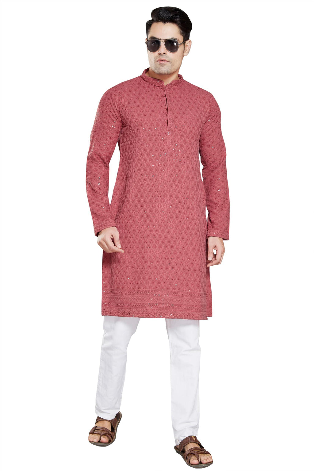 Royal Ethnic Men's Stylish Embroidered Cotton Kurta Pyjama Set | Exclusive Elegant Party Wear Outfit