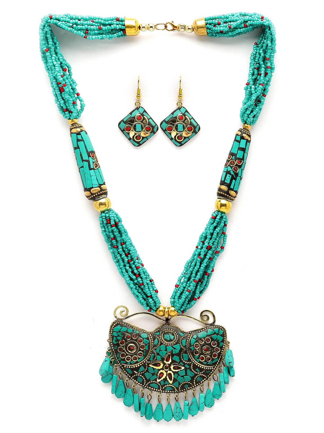 Royal Ethnic | Women's Tibetan Pendant Necklace Set | Traditional Oxidised Finish | Stylish Ethnic Jewellery | Festive - Royal Ethnic