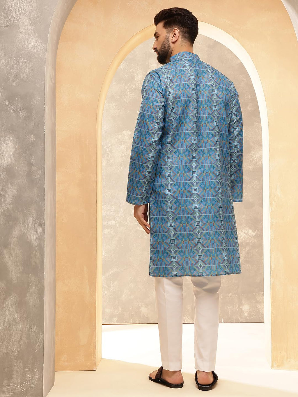 Royal Ethnic | Men's Silk Blend South Indian Shirt | Half Sleeves | Traditional Fit | Festive, Wedding & Casual Wear - Royal Ethnic