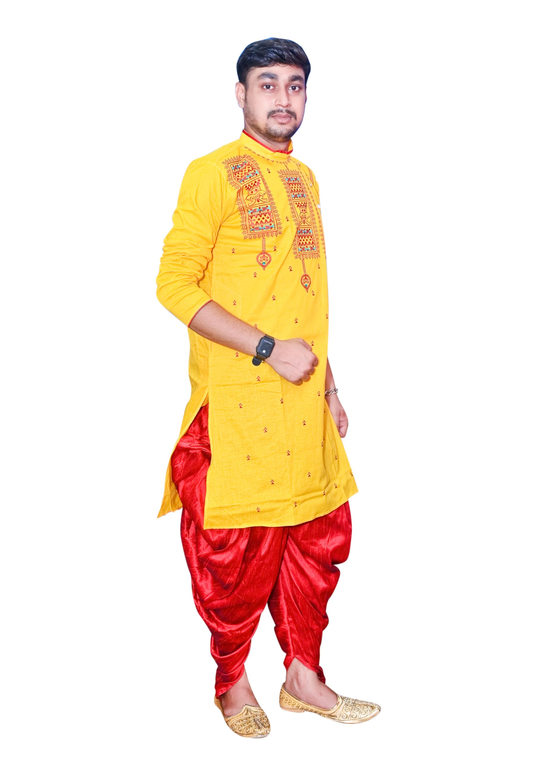 Royal Ethnic | Men's Traditional Panjabi Kurta | Full Sleeve | Embroidered Cotton | Festive & Casual Indian Wear | Comfort Fit - Royal Ethnic