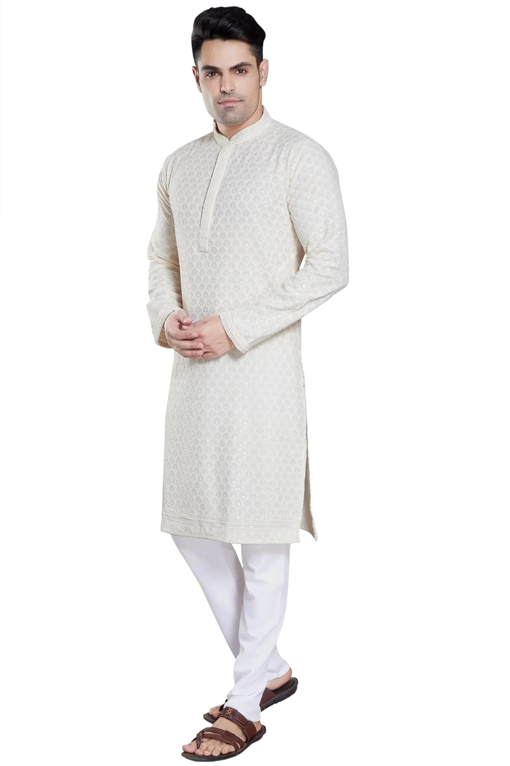 Royal Ethnic Men's Stylish Embroidered Cotton Kurta Pyjama Set | Exclusive Elegant Party Wear Outfit - Royal Ethnic