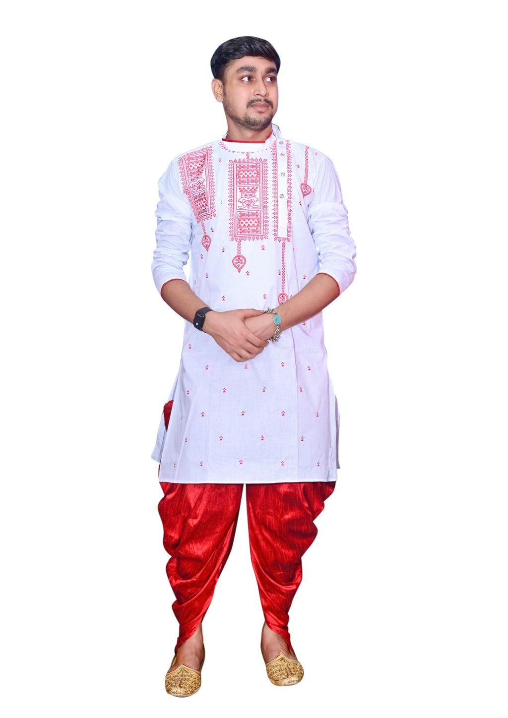 Royal Ethnic | Men's Traditional Panjabi Kurta | Full Sleeve | Embroidered Cotton | Festive & Casual Indian Wear | Comfort Fit - Royal Ethnic