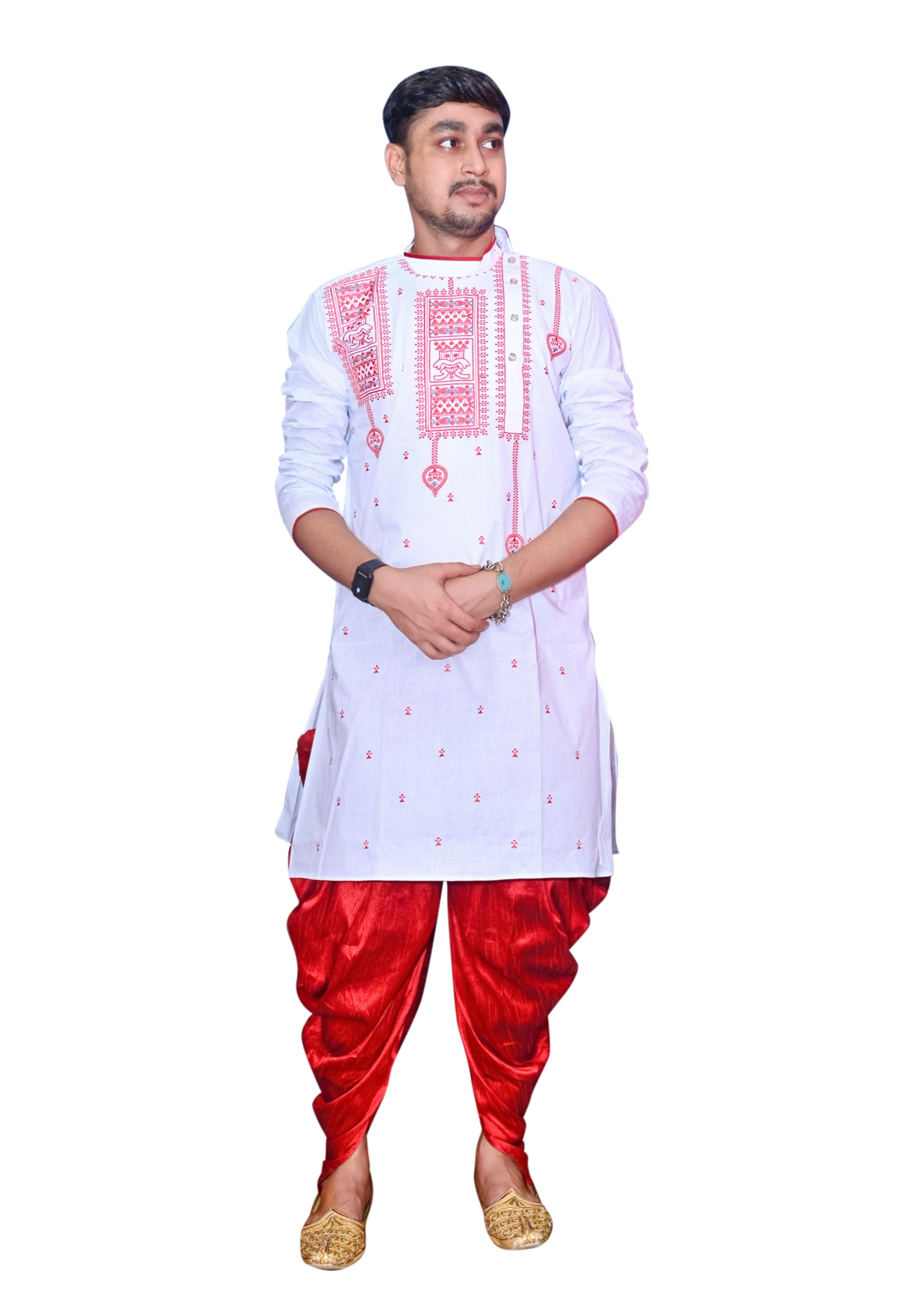 Royal Ethnic | Men's Traditional Panjabi Kurta | Full Sleeve | Embroidered Cotton | Festive & Casual Indian Wear | Comfort Fit - Royal Ethnic
