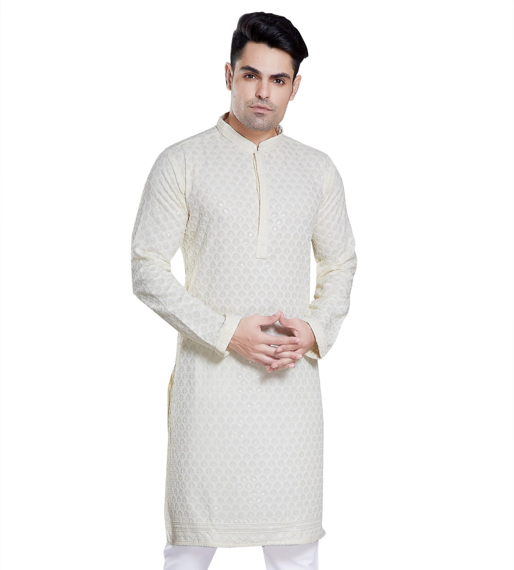 Royal Ethnic Men's Stylish Embroidered Cotton Kurta Pyjama Set | Exclusive Elegant Party Wear Outfit - Royal Ethnic