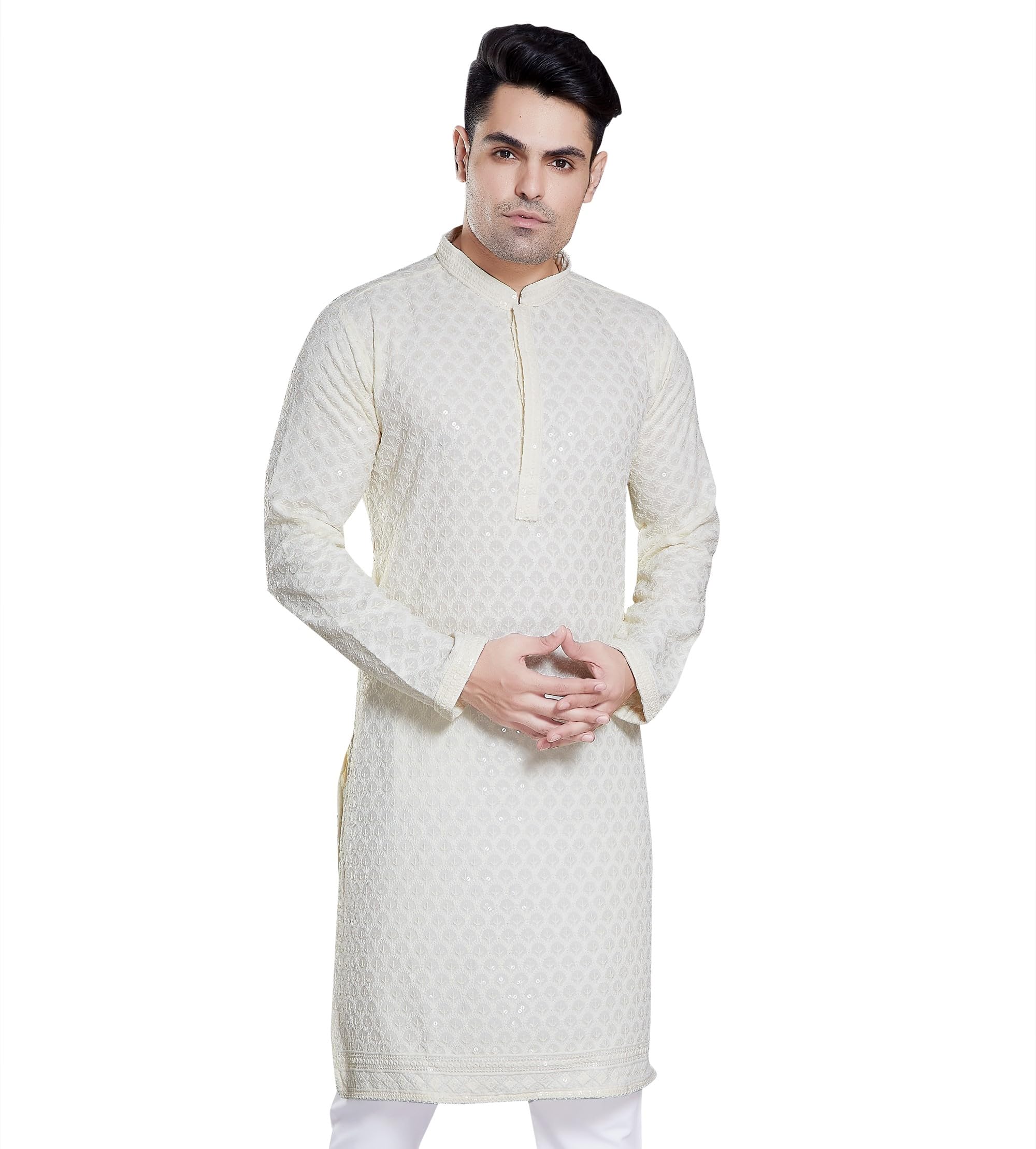 Royal Ethnic Men's Stylish Embroidered Cotton Kurta Pyjama Set | Exclusive Elegant Party Wear Outfit - Royal Ethnic