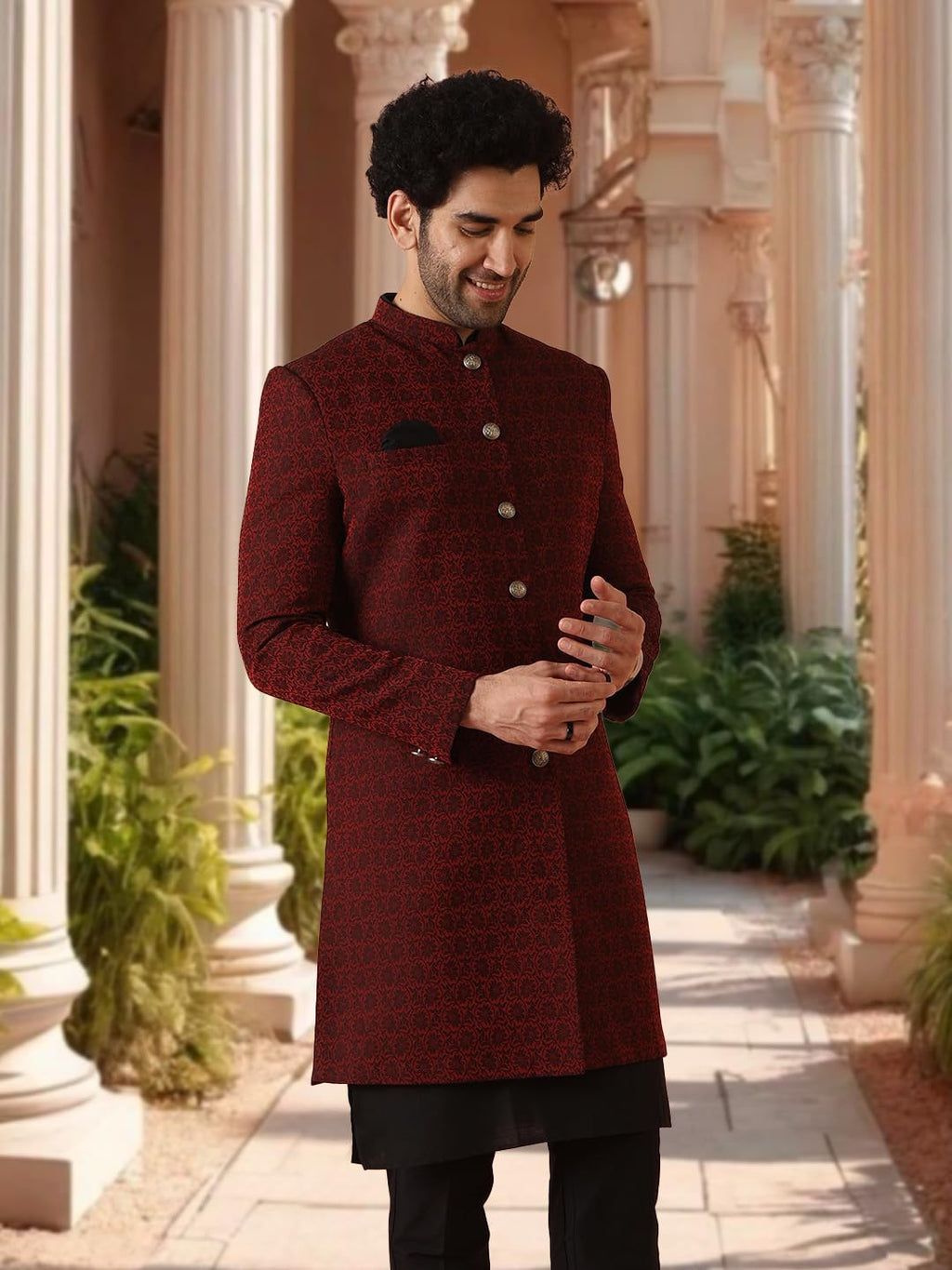 Royal Ethnics | Men's Indo-Western Sherwani Set with Kurta & Trouser | Designer Ethnic Wear | Weddings & Festivals - Royal Ethnic