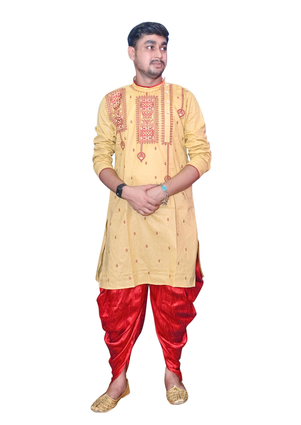 Royal Ethnic | Men's Traditional Panjabi Kurta | Full Sleeve | Embroidered Cotton | Festive & Casual Indian Wear | Comfort Fit - Royal Ethnic
