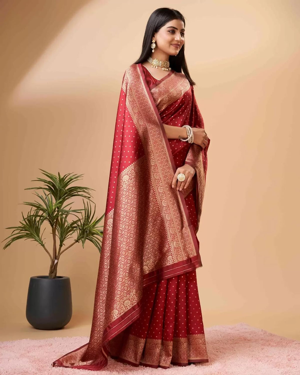 Royal Ethnic Womens Banarasi Pure Kanjivaram Silk Saree Soft 2025 Design Pattu Saree Latest Cotton Party Wear with Blouse Piece - Royal Ethnic