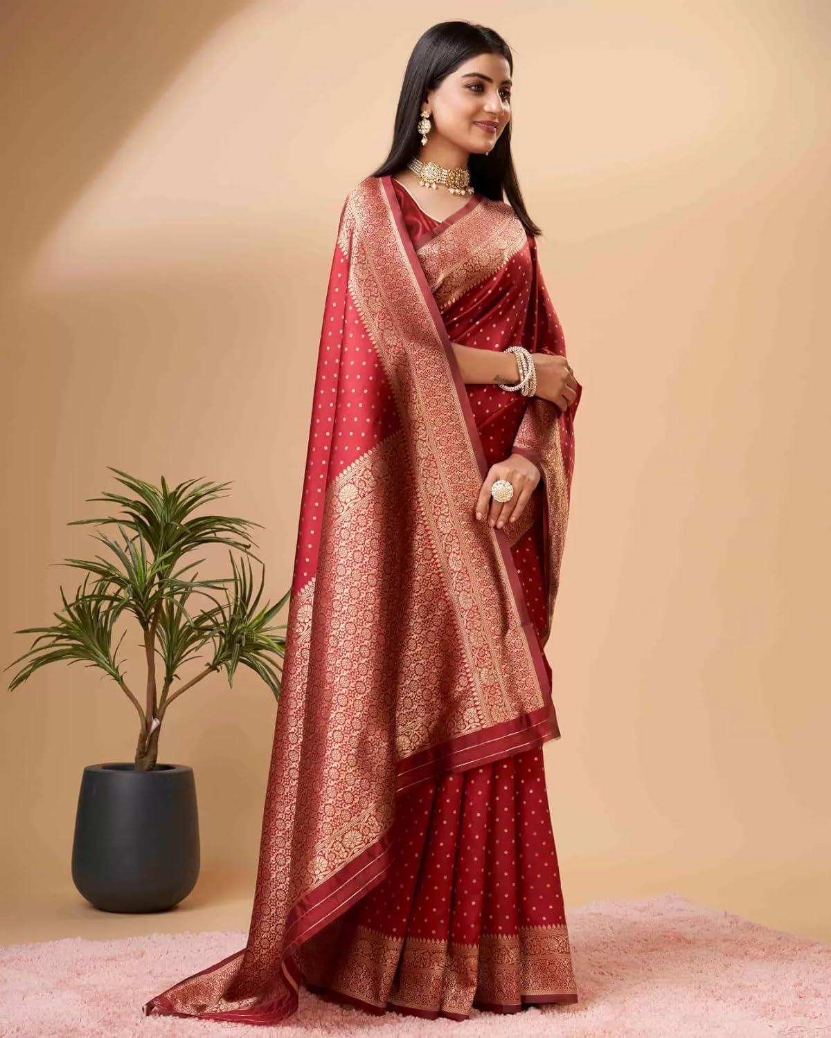 Royal Ethnic Womens Banarasi Pure Kanjivaram Silk Saree Soft 2025 Design Pattu Saree Latest Cotton Party Wear with Blouse Piece - Royal Ethnic