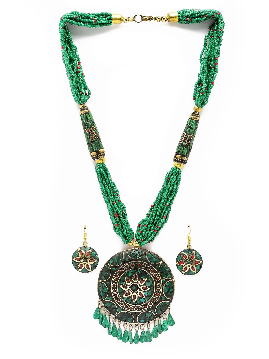 Royal Ethnic | Women's Tibetan Pendant Necklace Set | Traditional Oxidised Finish | Stylish Ethnic Jewellery | Festive - Royal Ethnic