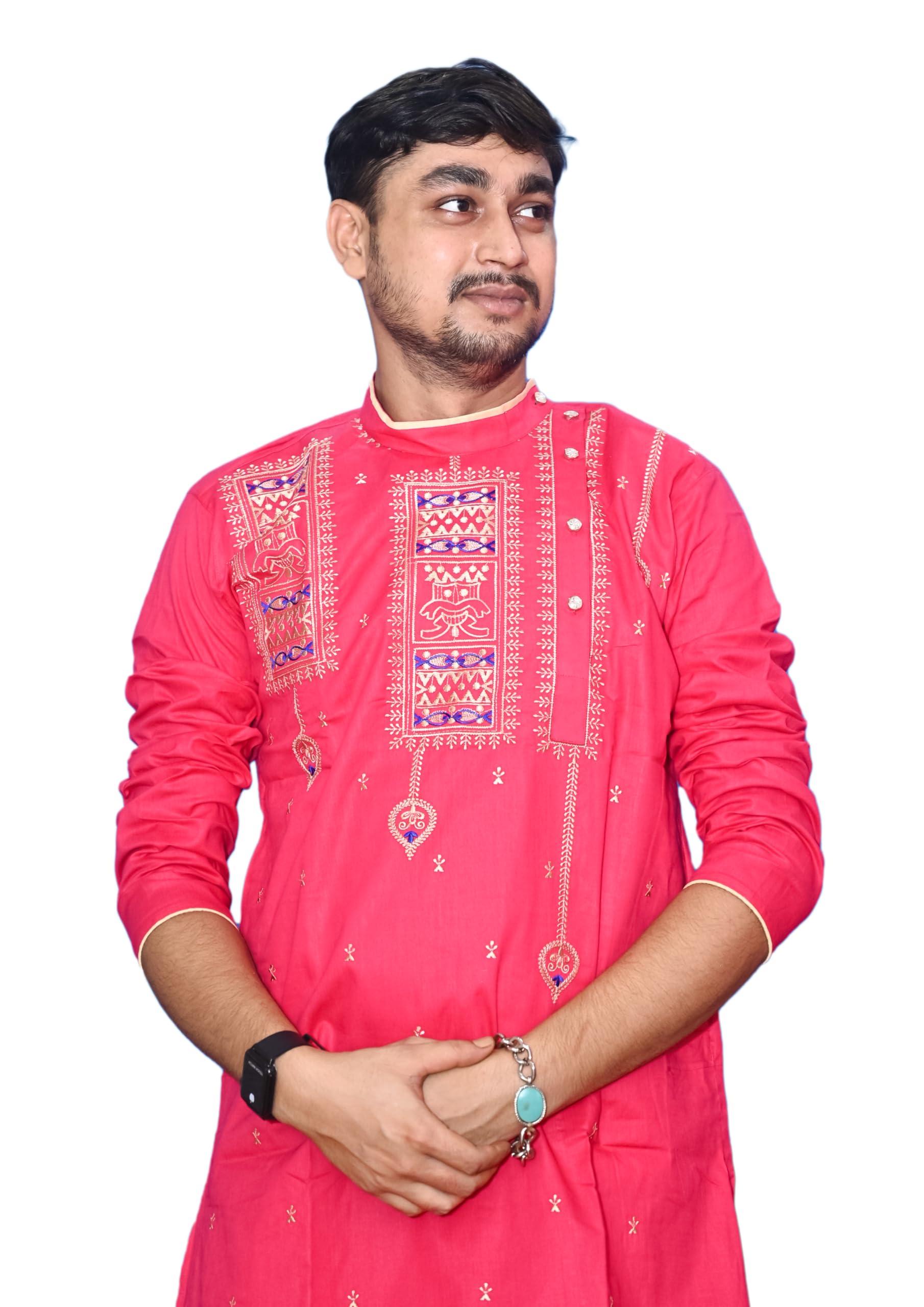 Royal Ethnic | Men's Traditional Panjabi Kurta | Full Sleeve | Embroidered Cotton | Festive & Casual Indian Wear | Comfort Fit - Royal Ethnic