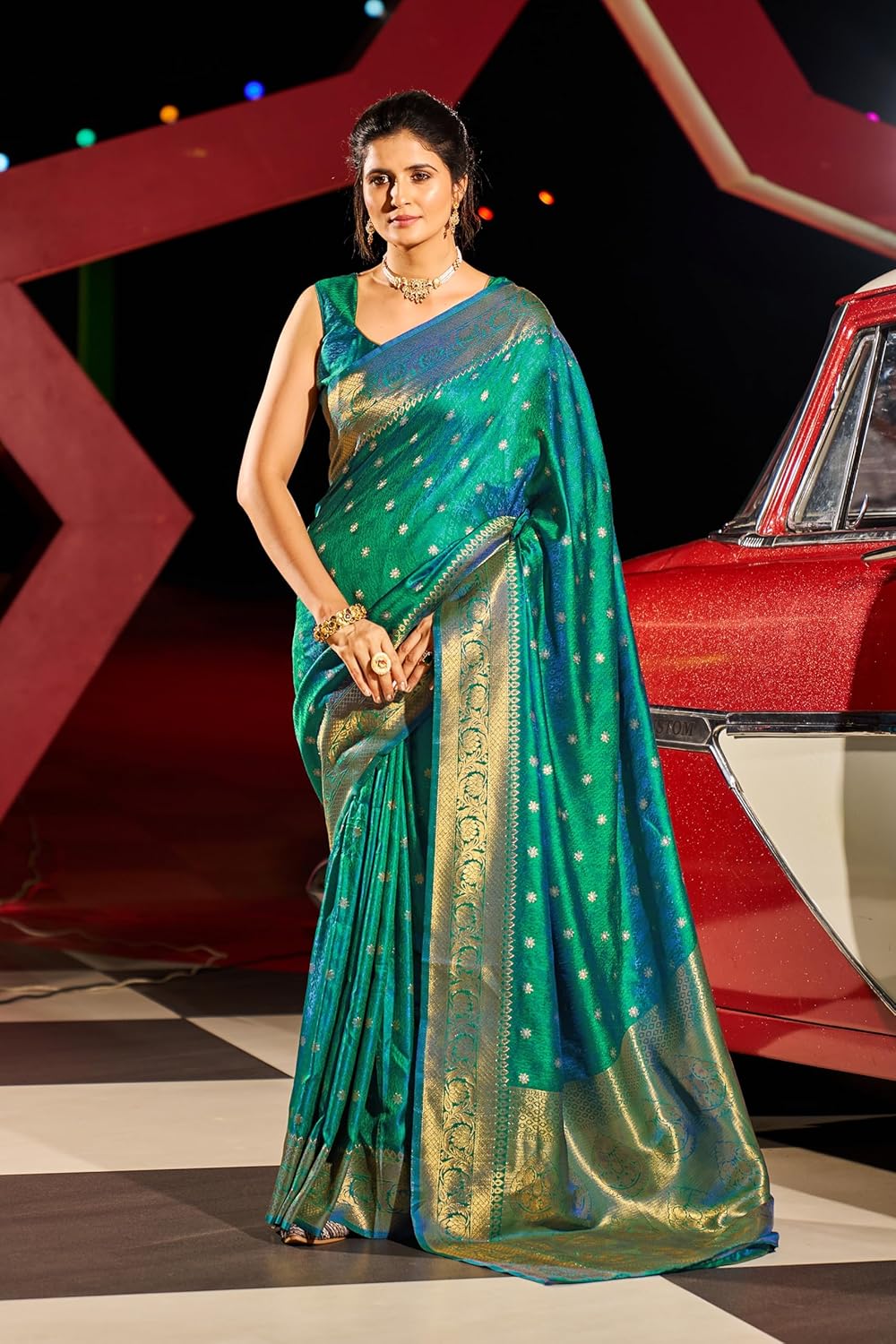 Royal Ethnic Womens Kanjivaram Banarasi Silk Saree Patola Saree with Unstitched Blouse Piece | Elegant Wear - Royal Ethnic