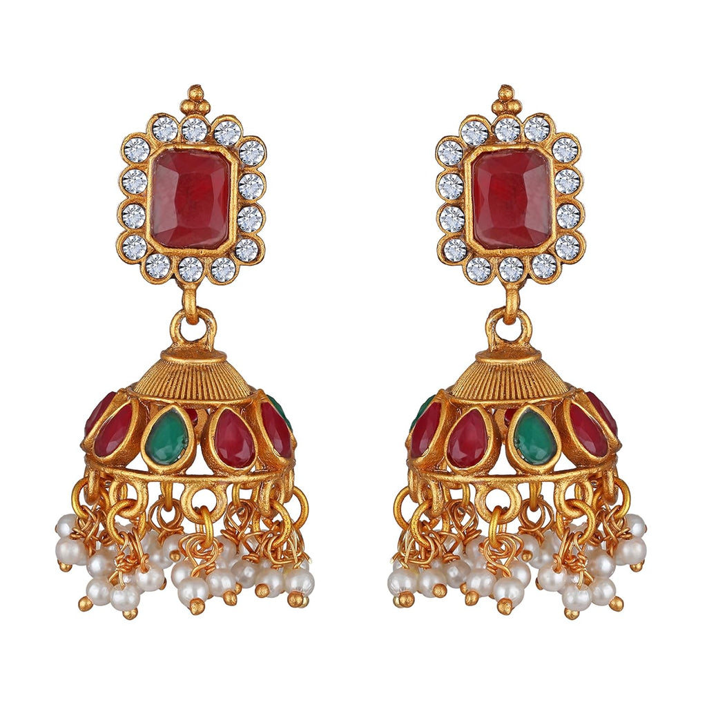 Royal Ethnic | Women's Pearl Choker Temple Necklace Set | 22k Gold Plated | Traditional Festive Wear | Wedding Style - Royal Ethnic