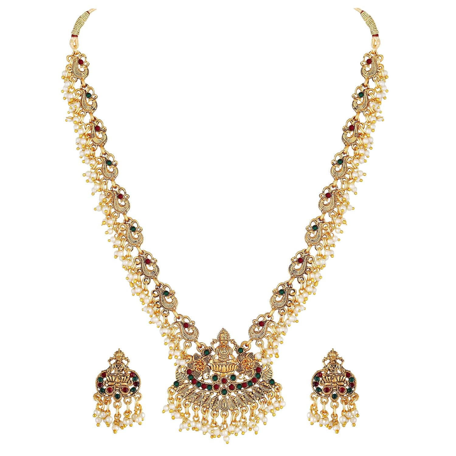 Royal Ethnic | Women's Pearl Choker Temple Necklace Set | 22k Gold Plated | Traditional Festive Wear | Wedding Style - Royal Ethnic