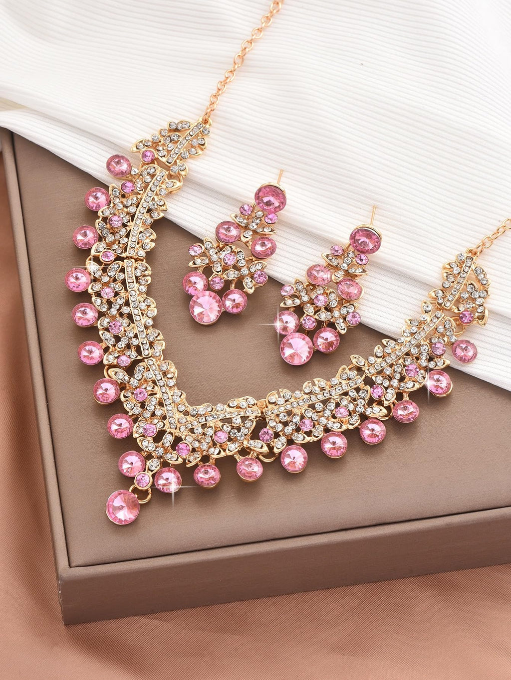 Royal Ethnic | Women's Crystal Diamond Necklace Set | Stylish Wedding Jewellery | Silver Plated | Party Wear | Elegant - Royal Ethnic