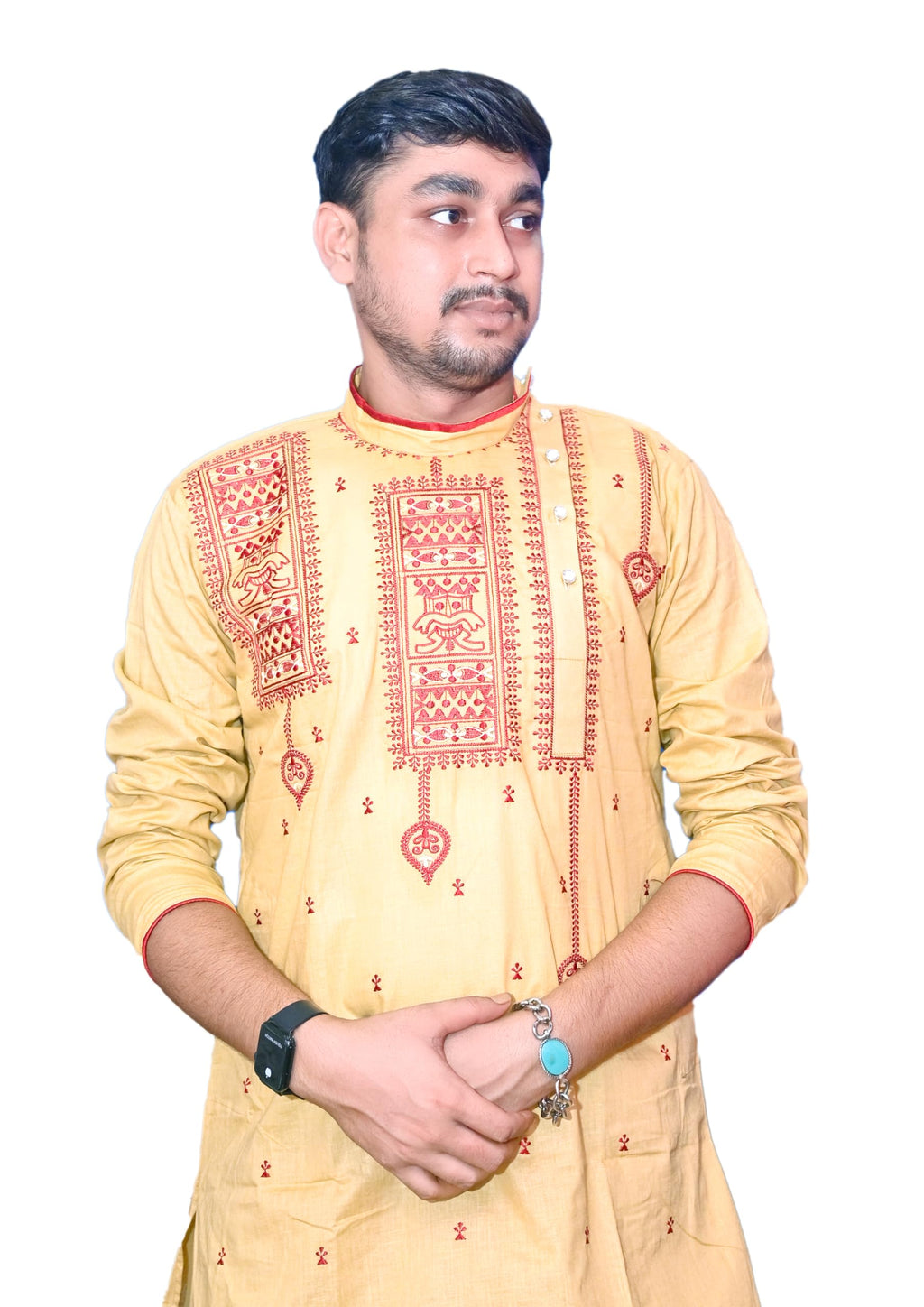 Royal Ethnic | Men's Traditional Panjabi Kurta | Full Sleeve | Embroidered Cotton | Festive & Casual Indian Wear | Comfort Fit - Royal Ethnic