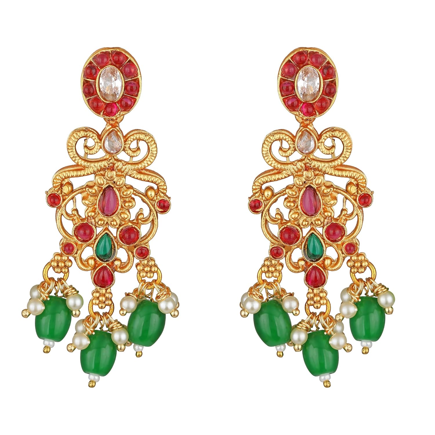 Royal Ethnic | Women's Pearl Choker Temple Necklace Set | 22k Gold Plated | Traditional Festive Wear | Wedding Style - Royal Ethnic