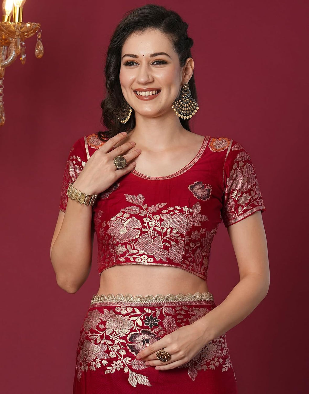 Royal Ethnic | Women's Kanjivaram Banarasi Silk Saree | Pure Silk Weave | 5.5m Saree + 0.8m Blouse | Festive | Traditional - Royal Ethnic