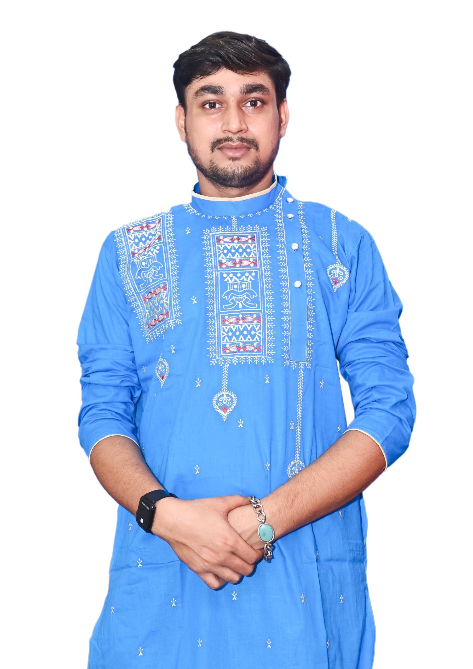 Royal Ethnic | Men's Traditional Panjabi Kurta | Full Sleeve | Embroidered Cotton | Festive & Casual Indian Wear | Comfort Fit - Royal Ethnic