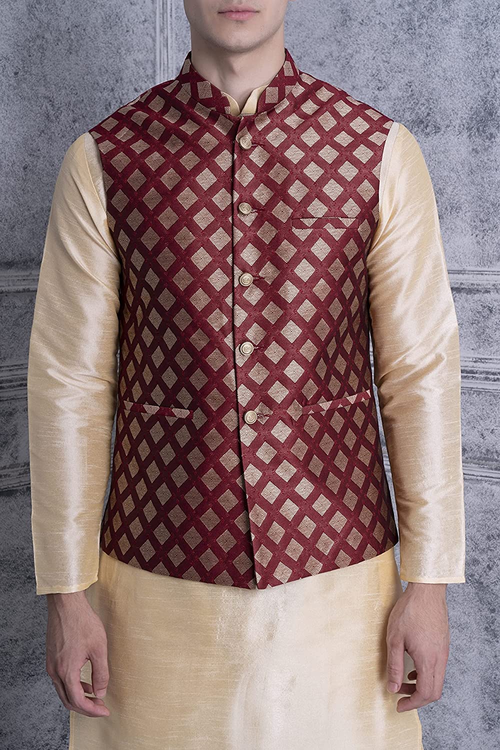 Royal Ethnic | Men's Silk Blend Kurta Pajama Set | Designer Nehru Jacket | Modi Style | Festive Wear | Elegant Look - Royal Ethnic
