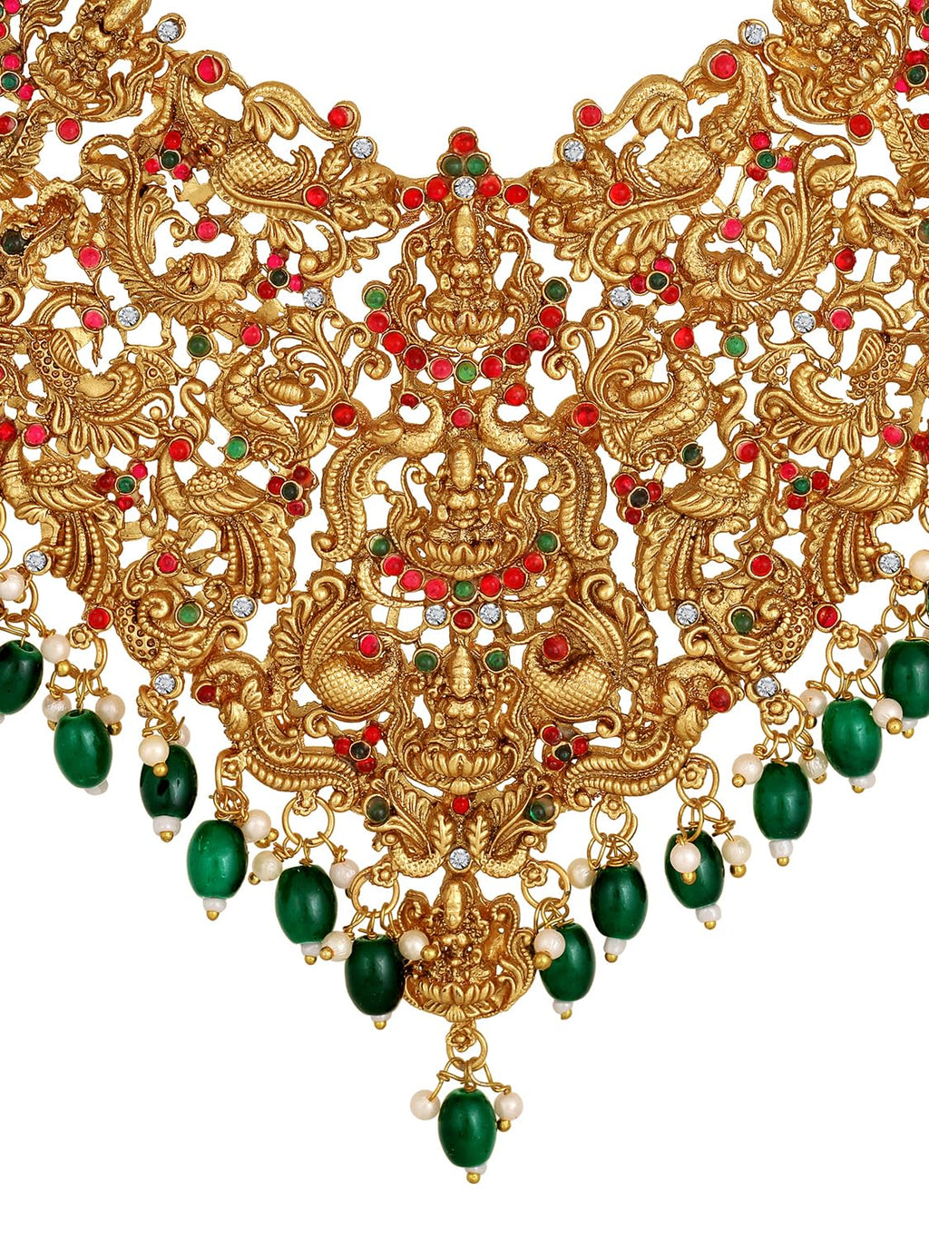 Royal Ethnic | Women's Pearl Choker Temple Necklace Set | 22k Gold Plated | Traditional Festive Wear | Wedding Style - Royal Ethnic