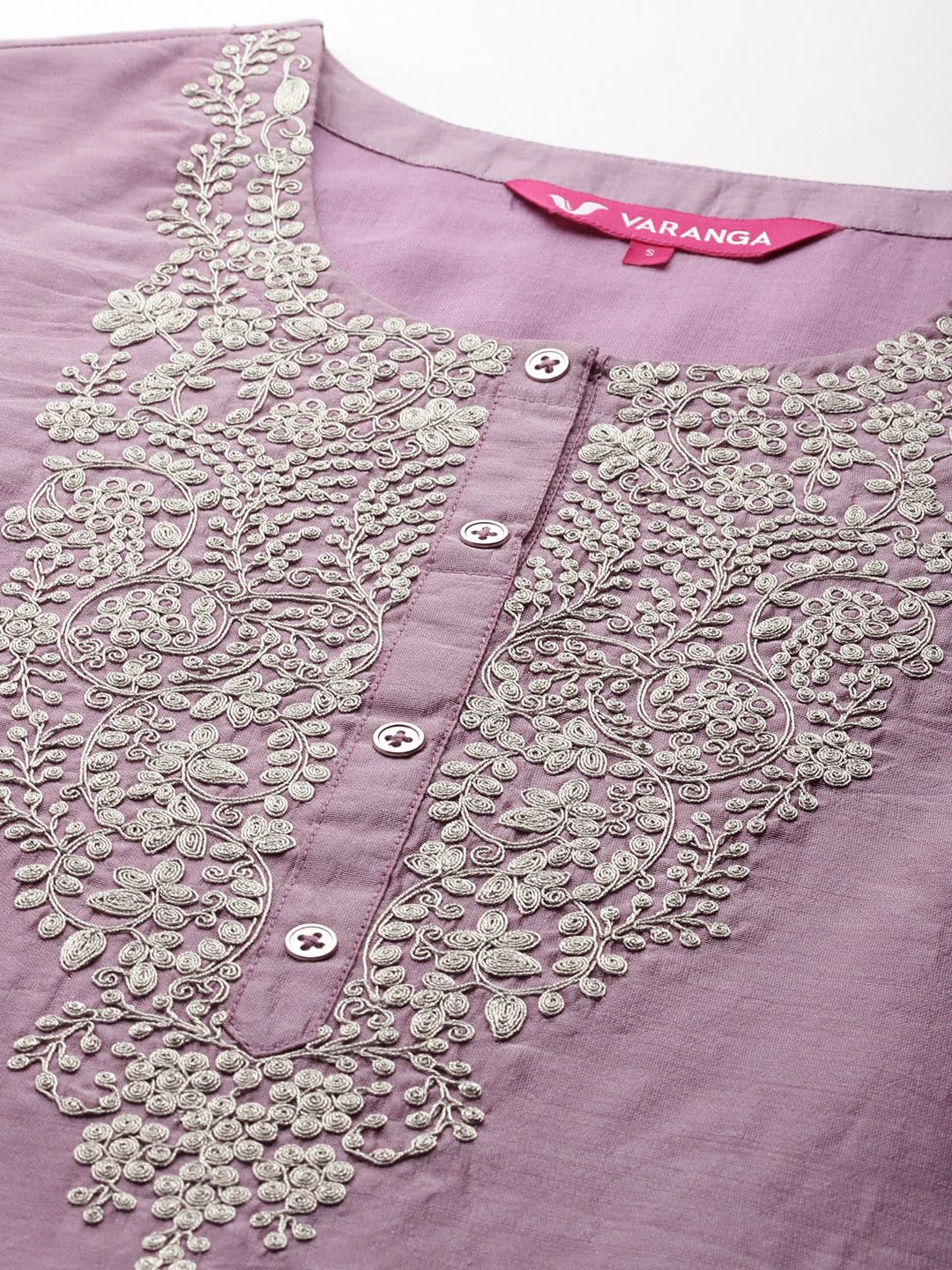 Royal Ethnic Women Mauve Silk Thread Embroidered Kurta Set with Dupatta Elegant Sophisticated Designer Ethnic Wear