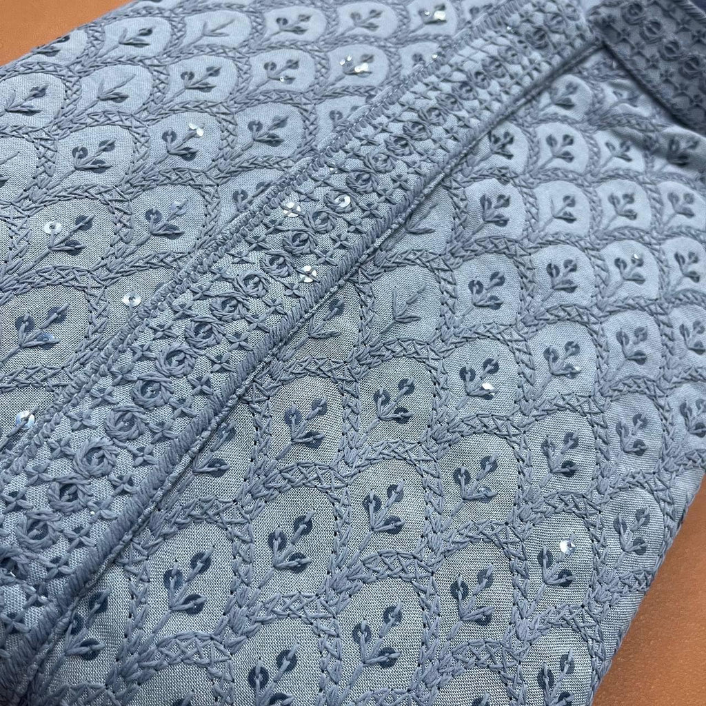 Royal Ethnic Men's Stylish Embroidered Cotton Kurta Pyjama Set | Exclusive Elegant Party Wear Outfit - Royal Ethnic