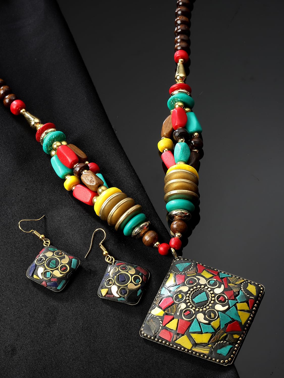 Royal Ethnic | Women's Tibetan Pendant Necklace Set | Traditional Oxidised Finish | Stylish Ethnic Jewellery | Festive - Royal Ethnic