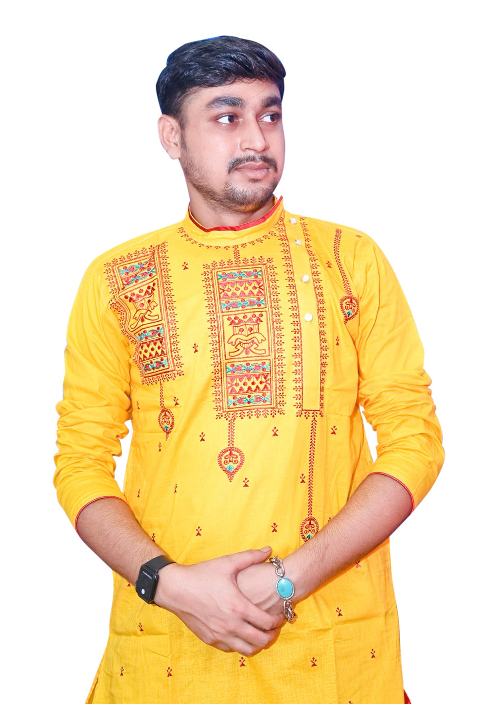 Royal Ethnic | Men's Traditional Panjabi Kurta | Full Sleeve | Embroidered Cotton | Festive & Casual Indian Wear | Comfort Fit - Royal Ethnic