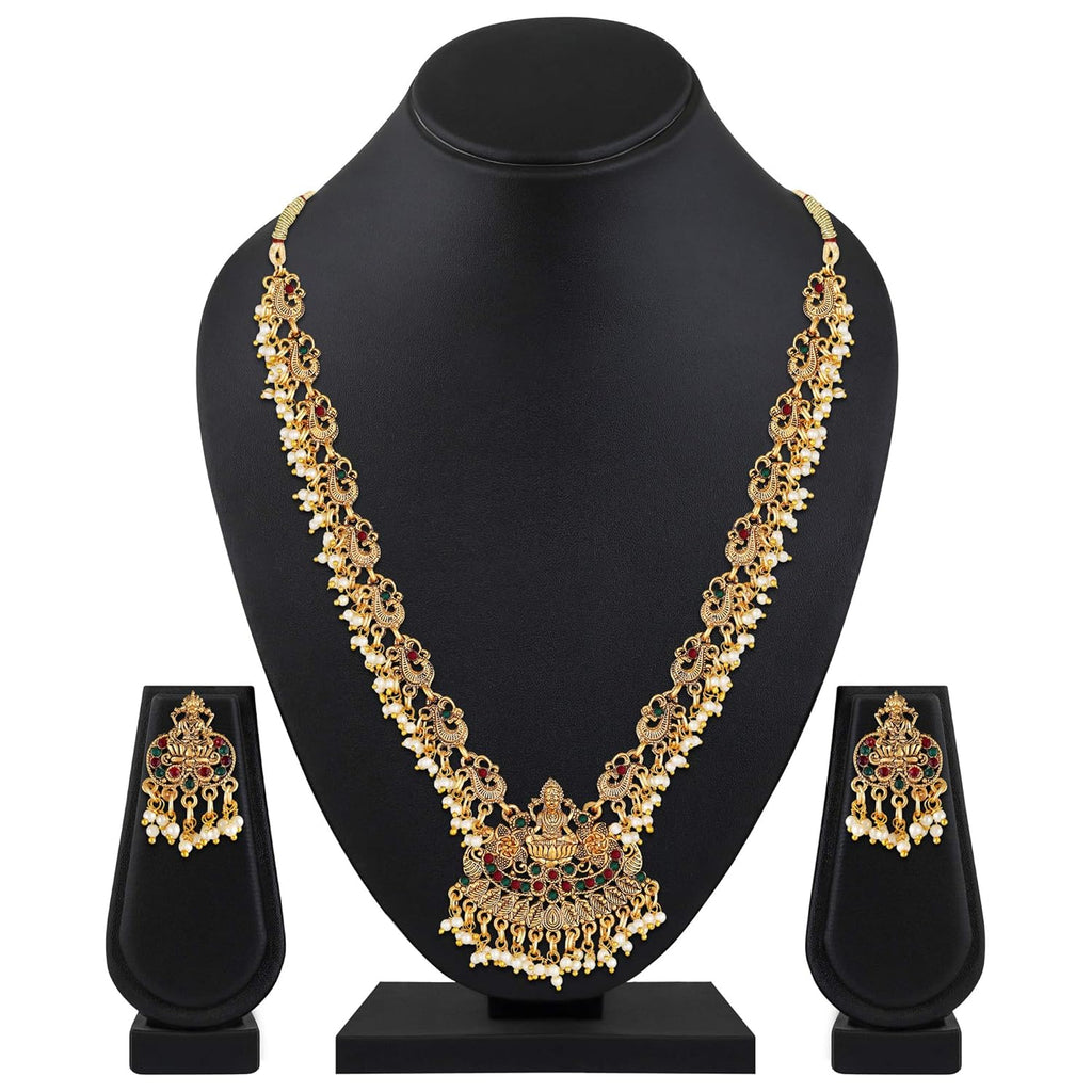 Royal Ethnic | Women's Pearl Choker Temple Necklace Set | 22k Gold Plated | Traditional Festive Wear | Wedding Style - Royal Ethnic