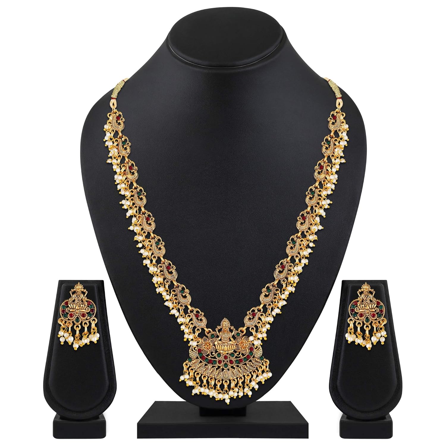 Royal Ethnic | Women's Pearl Choker Temple Necklace Set | 22k Gold Plated | Traditional Festive Wear | Wedding Style - Royal Ethnic